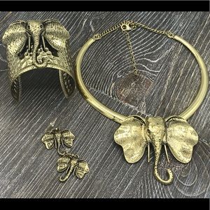 Elephant necklace and earrings set
